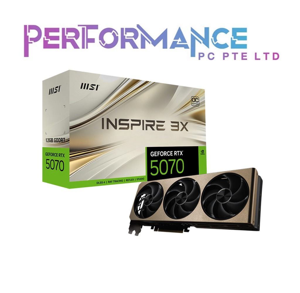 MSI GEFORCE RTX™ 5070 12G INSPIRE 3X OC GDDR7 GRAPHICS CARD (3 YEARS WARRANTY BY CORBELL TECHNOLOGIES PTE LTD) (Category: Other Accessories) located in Singapore. Submitted by performance.pc.pte.ltd (Listing ID 1371596725, Image 1). Description: Please chat on Carousell to check stocks availability and quote respective listing at the store to purchase the carousell listed price. STORE PICK UP AT: Performance PC Pte Ltd SIM LIM SQUARE #06-60 1 Roc
