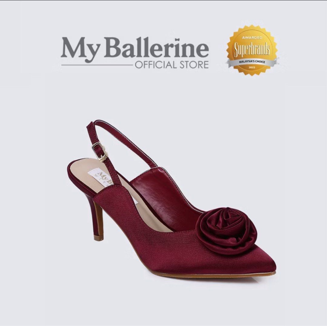 My Ballerine Whispers of Petals Comfy Heels (Category: Heels) located in Alor Setar. Submitted by bellaaabubu (Listing ID 1371657330, Image 1). Description: My Ballerine – Whispers of Petals Comfy Heels 👠 Never worn 🎨 Warna: Maroon 📏 Tinggi tumit: 3” 📌 Sebab jual: Rasa tumit agak tinggi bagi saya yang berbadan comel 😅.
