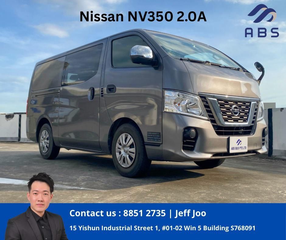 Nissan NV350 2.0 Auto (Category: Used Commercial Vehicles for Sale) located in Singapore. Submitted by jeffjoo_absbus (Listing ID 1371586611, Image 1). Description: Call to secure this unit now! tel:88512735 Jeff Joo SUPER LOW MILEAGE 32487KM Avg 10km per year only!!! 🚐 𝙉𝒊𝙨𝒔𝙖𝒏 𝑵𝙑350 2.0 (𝘼𝒖𝙩𝒐, 𝙋𝒆𝙩𝒓𝙤𝒍) 🚐 🔥 REAL UNIT | 1 OWNER | TIP-TOP CONDITION! 🔥 Owner of the vehicle use it as spare van to send workers occasionally but was 