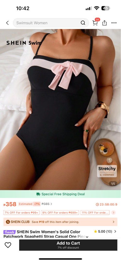ONE PIECE SWIMSUIT BLACK AND PINK (Category: Bikinis & Swimsuits) located in Taguig. Submitted by patty31 (Listing ID 1371694593, Image 1). Description: USED ONCE ONLY! Brand shein Size large Can do same day delivery! ✨💗.