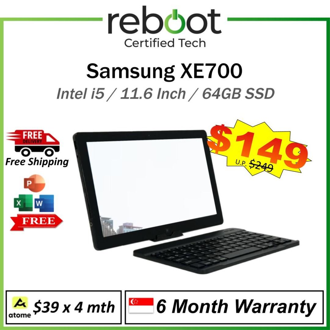 Samsung XE700 Window Tableet - Latest Window - Window 11 - 11.6 Inch Display - SG Seller - Works Like New - Lag Free Experience - Work, Stream, Study - Sale! - Buy Now! (Category: Laptops & Notebooks) located in Singapore. Submitted by buyatfuji (Listing ID 1371606410, Image 1). Description: Click here for more special deal !!!! https://www.carousell.sg/u/buyatfuji/ 👨‍🔧 FREE Additional 3 𝐌𝐨𝐧𝐭𝐡 𝐖𝐚𝐫𝐫𝐚𝐧𝐭𝐲 !! First 10 set only !!! 🎀𝐒