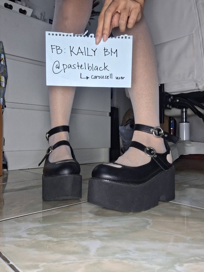 SHEIN MARY JANE HIGH PLATFORMS (Category: Wedges) located in Cabuyao City. Submitted by pastelblack88 (Listing ID 1371725688, Image 1). Description: Good as new Not available in Shein anymore Orig price: 2500 size: 7.5-8.
