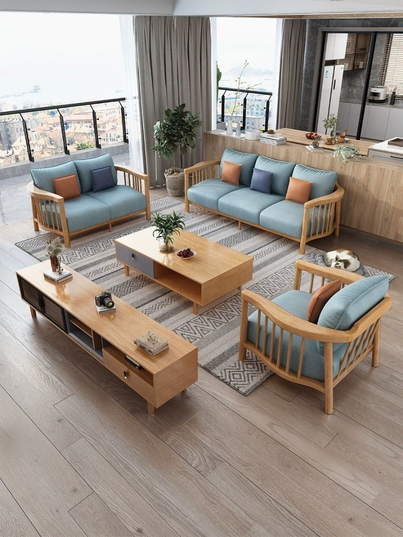sofa [sf618] (Category: Sofas) located in Quezon City. Submitted by johnericna90745 (Listing ID 1371559742, Image 1). Description: Scandinavian Solid Wood Sofa #Key Features 1. Modern minimalist design: Clean lines, simplicity, and functionality. 2. Solid wood frame: Durable, high-quality wood 3. Comfortable seating: Cushioned leather/fabric upholstery. 4. Space-saving: Compact design ideal for small apartments. 5. Versatile: Suitable for living 