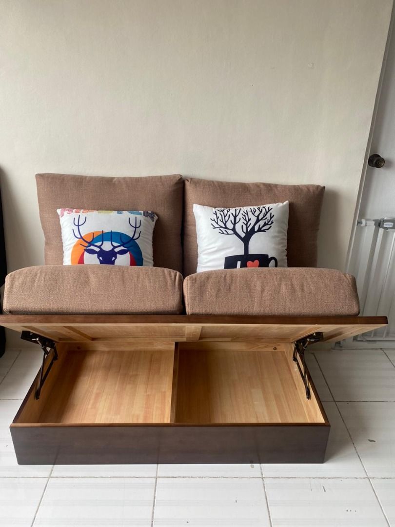 sofa [sf620] (Category: Sofas) located in Quezon City. Submitted by johnericna90745 (Listing ID 1371559976, Image 3). Description: Japanese-Style Solid Wood Sofa #Key Features 1. Traditional Japanese design: Minimalist, sleek lines. 2. Solid wood frame: Durable, high-quality wood 3. Comfortable seating: Cushioned fabric upholstery. 4. Space-saving: Compact design ideal for small apartments because of the storage at the seating area. 5. Versatile: