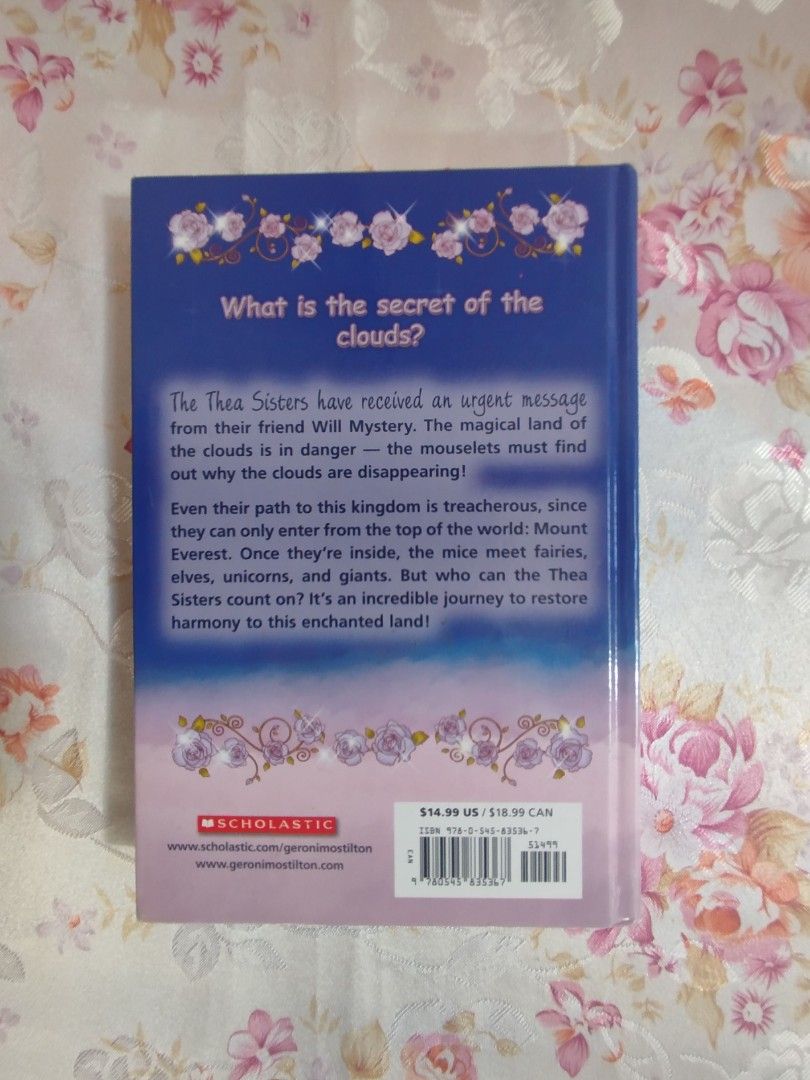 THEA STILTON The Cloud Castle Hardcover Book (Category: Children's Books) located in Santo Tomas. Submitted by rieloved (Listing ID 1371552867, Image 2). Description: Book overview What is the secret of the clouds? The Thea Sisters have received an urgent message from their friend Will Mystery. The magical Land of Clouds is in danger. The mouselets must find out why the clouds are disappearing! Once they enter the kingdom through Mount Everest, t