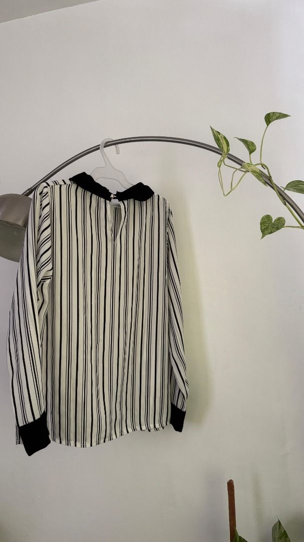 Black and White Striped Formal Polo (Category: Longsleeves) located in Manila. Submitted by cocxlee (Listing ID 1371851838, Image 2). Description: payo! shipping options (shouldered by buyer): - j&t - lalamove - moveit lighting and camera angle might change the actual item, so please manage your expectations! you may message me for pictures or videos of the item!.