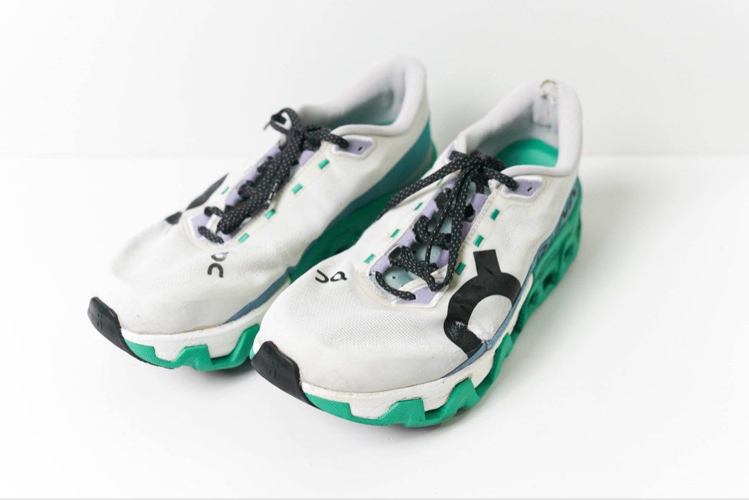 On Cloudmonster Hyper - US Men’s 8.5 (Category: Sneakers) located in Angeles City. Submitted by mkp125 (Listing ID 1371764221, Image 1). Description: - US Size 8.5M - White/Green - With replacement box - Used condition. As is where is, please check photos for condition. RFS: Decluttering - payment via gcash/bpi - sf c/o buyer at P70-90.