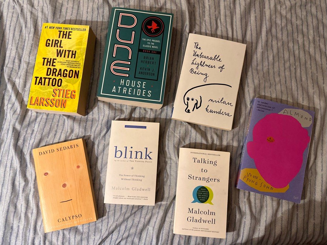 Pre-loved books for 200PHP each! 💌 (Dune: 350PHP) (Category: Storybooks) located in Taguig. Submitted by bibingkaluvr (Listing ID 1371845834, Image 1). Description: RFS: need funds Buyer will shoulder grab/lalamove/lbc All authentic! SOLD: Almond, Dune, Unbearable Lightness of Being 1 BOOK - 200PHP (Dune: 350PHP) BUNDLE OF 3 - 600PHP ALL 7 - 1,400PHP.