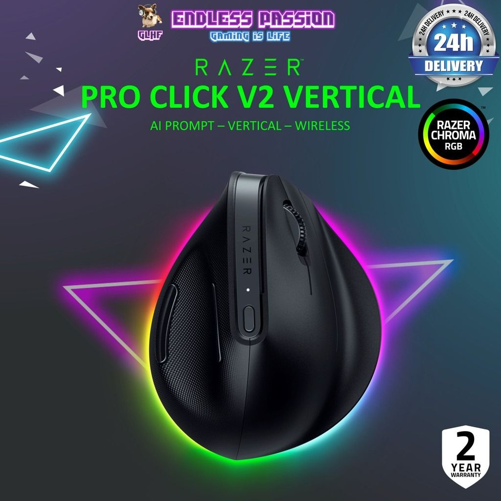 Razer Pro Click V2 Vertical (Category: Mouse & Mousepads) located in Singapore. Submitted by endlesspassion (Listing ID 1371796554, Image 1). Description: VISIT OUR EXPERIENCE CENTRE AT: 240 Macpherson Road Pines Industrial Building #04-01 S348574 Mainline: 91297079 Secondary: 83286692 Prices advertised subject to changes, do chat with us for the latest promotion price GUARANTEED 100% AUTHENTIC PRODUCTS FOR ALL OUR LISTING WARRANTY COVERED BY LOC