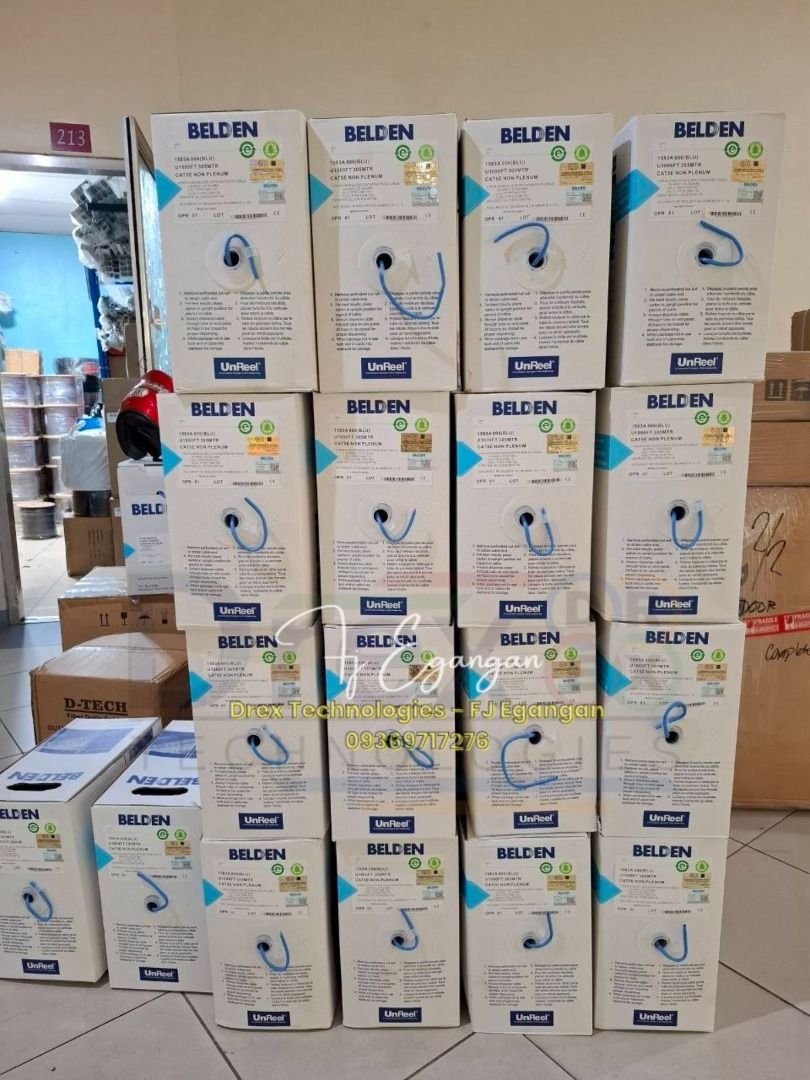 UTP Cables Cat6 and Cat5e (Category: Cables & Adaptors) located in Pasig City. Submitted by fjEgangan (Listing ID 1371765213, Image 2). Description: Cat6 UTP cable / Cat5e cable 305m/roll Price starts @ 1,600.00 Available Brands: ✅️ Ad-link ✅️ Belden ✅️ Comlink ✅️ D-link ✅️ Dahua ✅️ D-Tech ✅️ Hikvision ✅️ Intelligent ✅️ Panduit 💯 Brand New 💯 More Stocks Pin: Drex Technologies (Santolan, Pasig) Mode of Payment: 🛵 Cash on delivery within NCR or 
