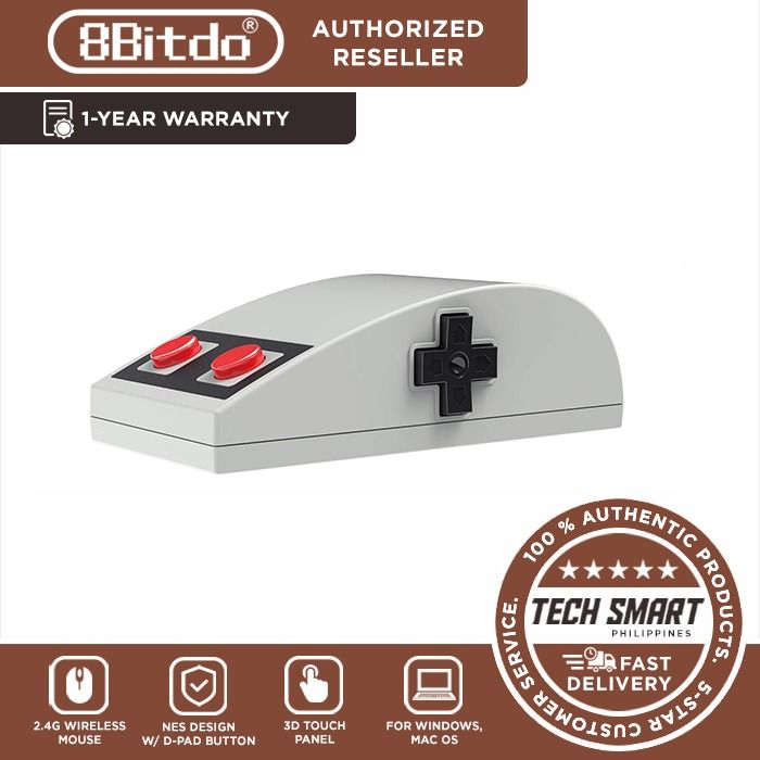 8Bitdo N30 2.4Ghz Wireless Mouse for PC Windows and macOS (Category: Mouse & Mousepads) located in Las Pinas. Submitted by techsmartph (Listing ID 1366936784, Image 1). Description: * 2.4Ghz Wireless Mouse * Nes design style * 3D touch panel * D-pad navigation button rubber pad buttons * Compatibility with Windows, macOS. GUARANTEED ORIGINAL/AUTHENTIC ITEMS AUTHORIZED RESELLER WITH 1-YEAR WARRANTY FOR ELECTRONIC ITEMS Visit Tech Smart Philippines