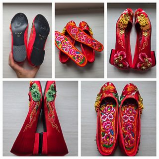 中式 結婚 繡花鞋 褂鞋 帶金花瓣及鞋墊 婚鞋 裙褂 幸福傳承64224419330561110