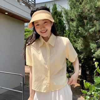 韓國🇰🇷 korea shirt 恤衫 短袖襯衫 短款 cropped top64243555724803110