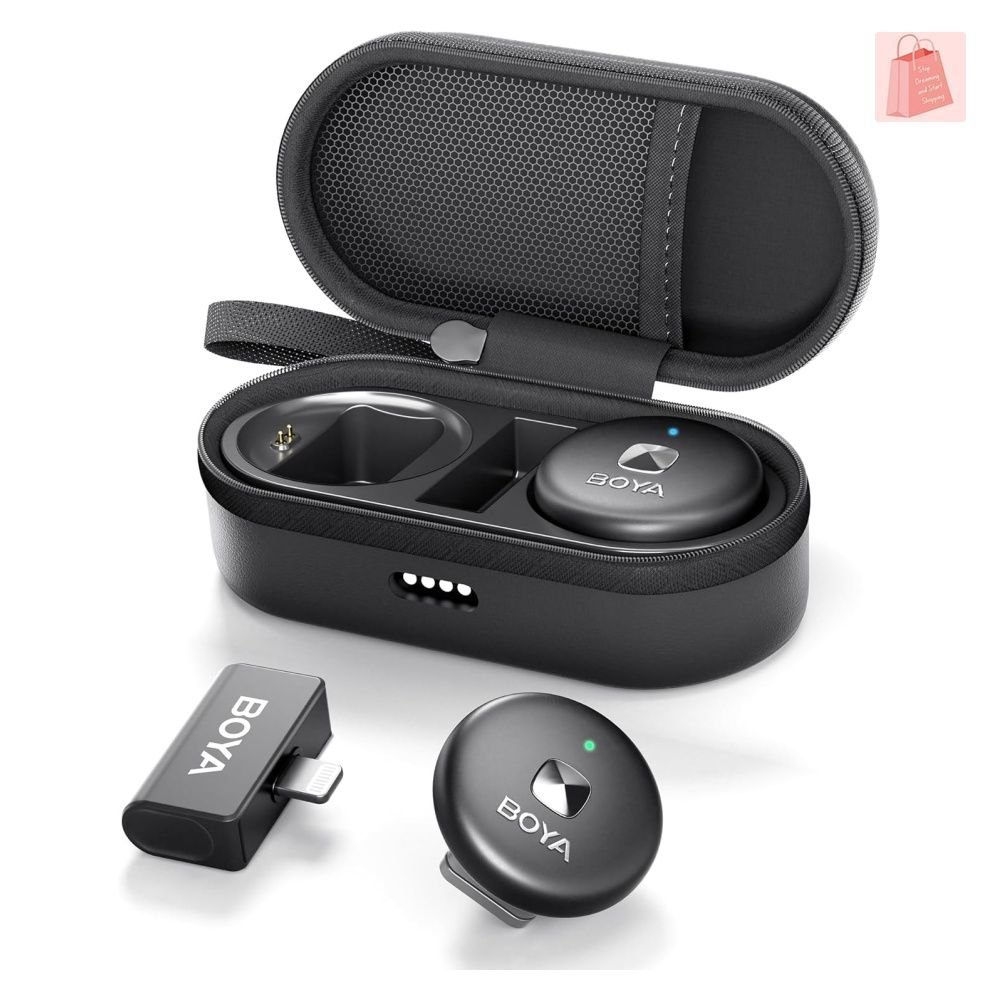 Boya OMIC-D Lavalier Microphone iPhone Wireless, Mini iPhone iPad External Microphone Cell Phone Vlog Podcast Live Streaming, Plug Play Wireless Lapel Microphone (Category: Microphones) located in Singapore. Submitted by graciousmart (Listing ID 1367001402, Image 1). Description: BOYA OMIC-D Wireless Lapel Microphone --- This wireless microphone kit comes with 1 receiver for iphone, 2 omic transmitters, 2 fur windscreens, USB-A to USB-C cable, om