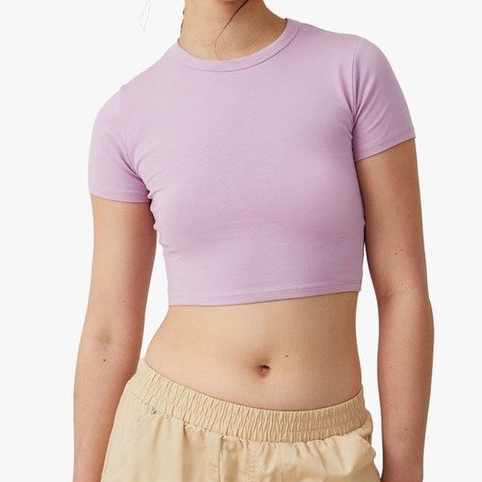 cotton on micro crop baby tee crop top light purple pink lilac magenta y2k acubi (Category: Shirts) located in Singapore. Submitted by ilovelihotea (Listing ID 1366968445, Image 1). Description: colour may look different due to lighting meet-ups only meet-up locations can be discussed (preferably cck any day or orchard fridays) .