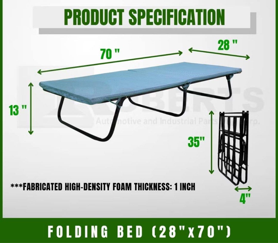 Folding Bed Frame (Category: Bed Frames & Mattresses) located in Mandaluyong City. Submitted by TheWeekendProject (Listing ID 1366959971, Image 1). Description: See picture for measurements. Foam not included. Sturdy. Medyo mabigat. Pickup location is now at Iriga City, Cam Sur..