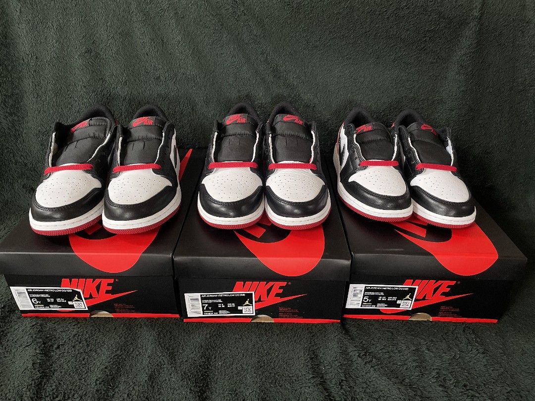 Jordan 1 Low OG Black Toe GS (Category: Sneakers) located in La Trinidad. Submitted by paulabad03 (Listing ID 1367062729, Image 2). Description: Jordan 1 Low OG Black Toe Brand new Authentic/Legit Sizes: 4Y, 5Y, 5.5Y, 6Y, 7Y ₱3500 each 📍Baguio area or +sf thru LBC or JRS.