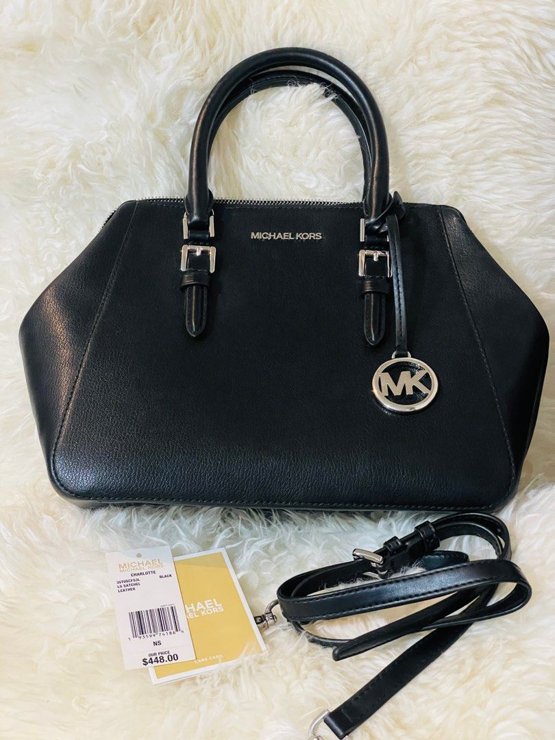 MK Charlotte Large Satchel (Black) (Category: Luxury Bags & Wallets) located in Manila. Submitted by fuzzyblooms (Listing ID 1367003748, Image 1). Description: Original MK Charlotte Large Satchel • Like brandnew condition • 10/10 • NO ISSUE • With care card and tag Presonal preloved Used twice Pwede pa pang regalo! ₱5,200.00 Open for 30days lay away 2k DP.