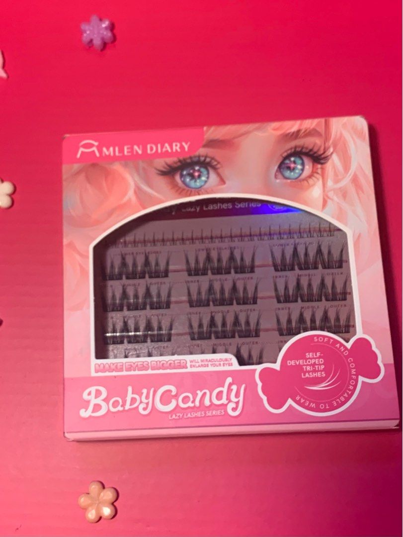 Mlen False Lashes | Baby Candy (Category: Makeup) located in Manila. Submitted by flowett (Listing ID 1367050500, Image 2). Description: Soft and comfortable lashes for your makeup needs. Length: 10-13mm Location: Sta. Mesa -add ₱50 only for tweezers -I have other designs available if interested 😊.