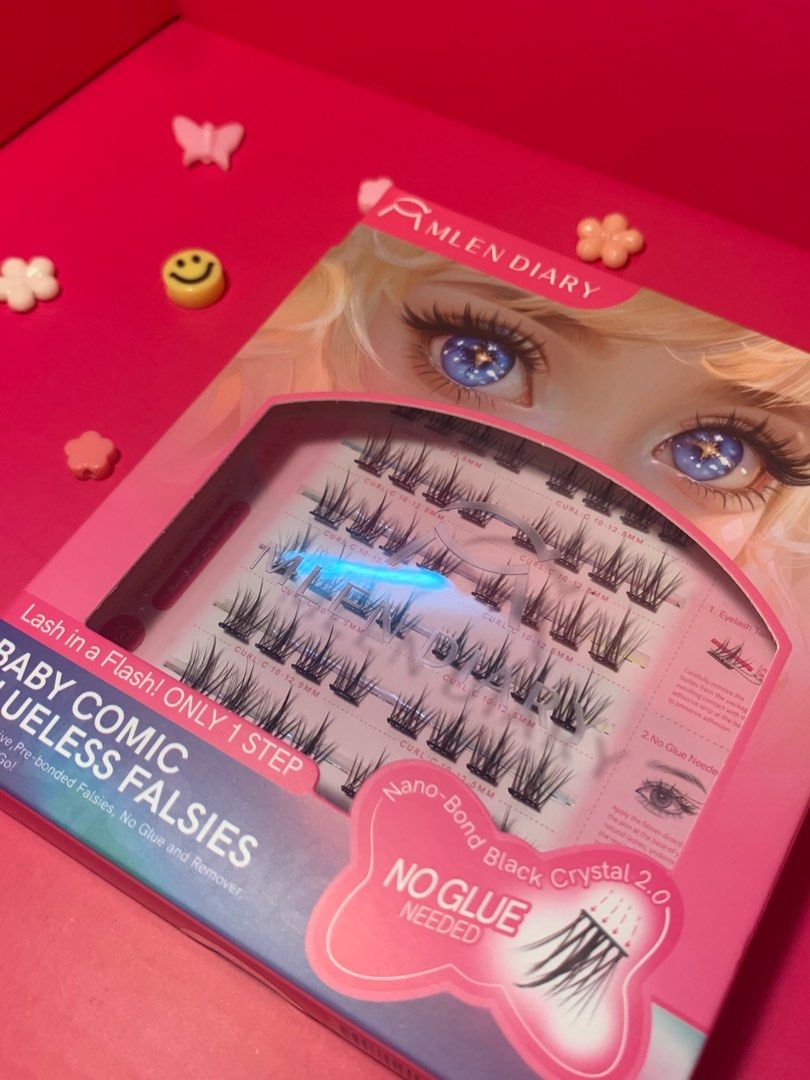 (Baby Comic) Mlen GLUELESS False Lashes (Category: Makeup) located in Manila. Submitted by flowett (Listing ID 1367050446, Image 2). Description: -Glueless lashes with hassle-free and quick application. -56 clusters -add ₱50 only for tweezers Length: 10-12.5mm Location: Sta. Mesa.