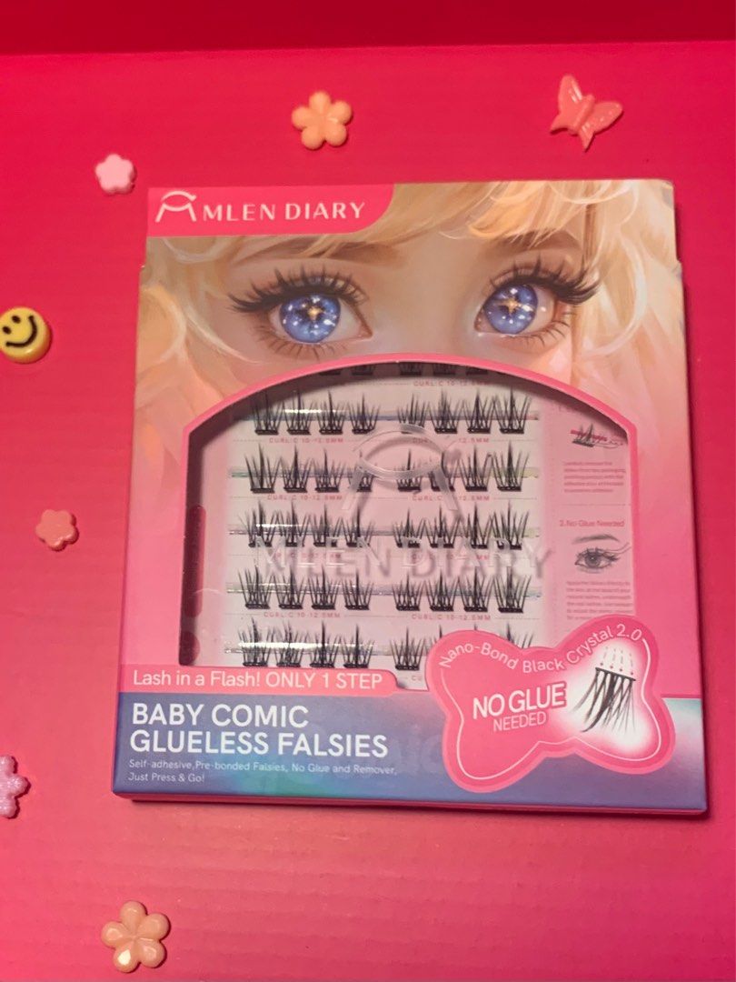 (Baby Comic) Mlen GLUELESS False Lashes (Category: Makeup) located in Manila. Submitted by flowett (Listing ID 1367050446, Image 1). Description: -Glueless lashes with hassle-free and quick application. -56 clusters -add ₱50 only for tweezers Length: 10-12.5mm Location: Sta. Mesa.