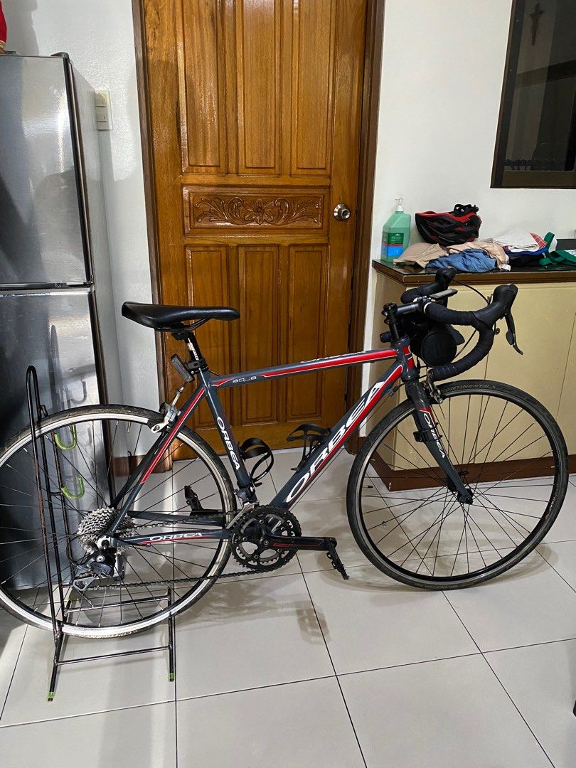 Orbea (Category: Bicycles) located in Pasig City. Submitted by chamoisee (Listing ID 1366948656, Image 1). Description: Details: road bike aluminum Orbea gray 700by23cc Frame size 50 Ground set 9 speed shimano 11by36 crank 50by34 STI Sora Rim break.