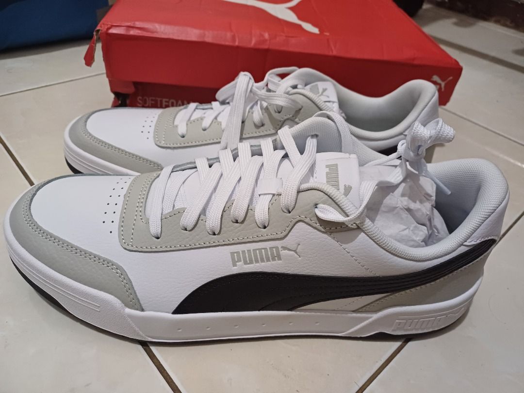 Puma Sepatu Sneaker Caracal Original White-Black-Grey New (Dijual Karena  Size Kebesaran)