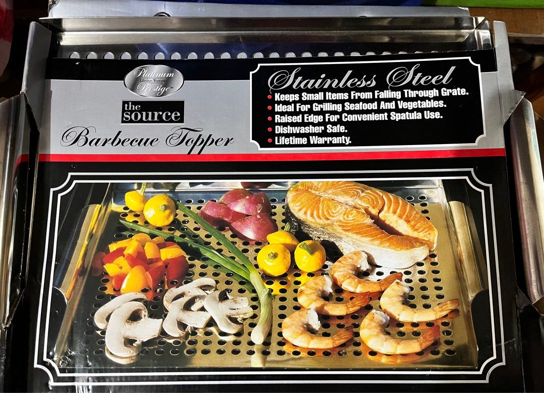 Stainless Steel BBQ Grill Topper (Category: BBQ, Grills & Hotpots) located in La Trinidad. Submitted by whatnotcollections (Listing ID 1366972084, Image 1). Description: Platinum Stainless Steel Vegetable Grill Basket - Perfect for Cooking Crispy Vegetables, Fish, and Meats on the Grill or BBQ - Built in Handles - Great for Tailgating and Camping. Tired of having to awkwardly mess with aluminum foil whenever you want to cook vegetables or smaller