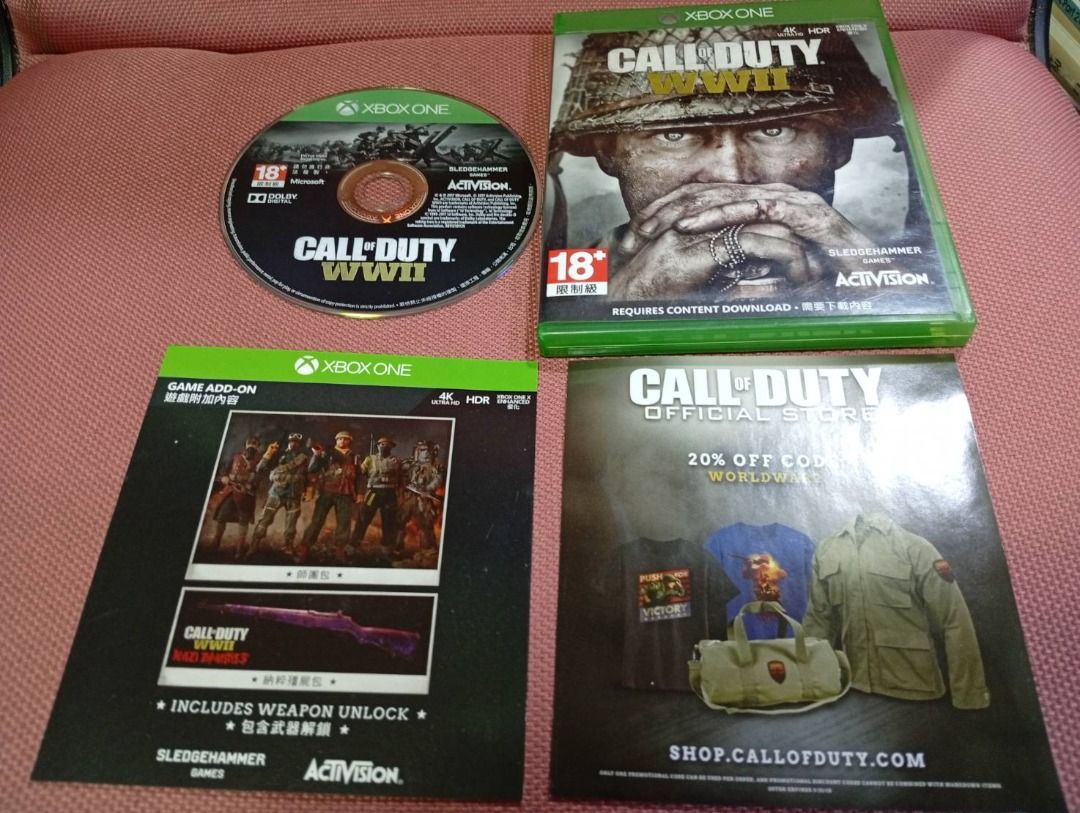 由 syg1104 (刊登 ID 1367045511，圖片 1) 提交，位於 台南市 (Tainan) 的 XBOXONE 決勝時刻 二戰 Call of Duty WWII 中文版 實體遊戲光碟 (類別：Xbox)，說明：已測安裝讀取正常 另有英文版1190 商品如圖如標題 購買前請聊聊確認 未經聊聊不出貨 訂單不成立 台南安平7-11康平 或永康7-11華康可面取 信評良好買方可+60超商店到店 CD DVD等遊戲光碟屬易複製商品 不在消保法19條保障範圍 一經售出不退換貨 可以接受再交易。