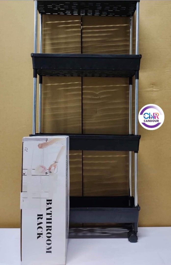 4 Layer Bath Rack Bathroom Shelves Rolling Trolley Kitchen Organizer Storage (Category: Storage Boxes & Baskets) located in Manila. Submitted by onlineshoppersph (Listing ID 1371989514, Image 2). Description: COLOR: WHITE BLACK DISCOUNT FOR BULK/WHOLESALE ORDERS‼️ ✅100% Brand New ✅Good Quality Cash On Deliver - Metro Manila - Delivery Fee/Handling Fee shouldered by BUYERS - DF/HF depends on BUYERS Location Thank You.