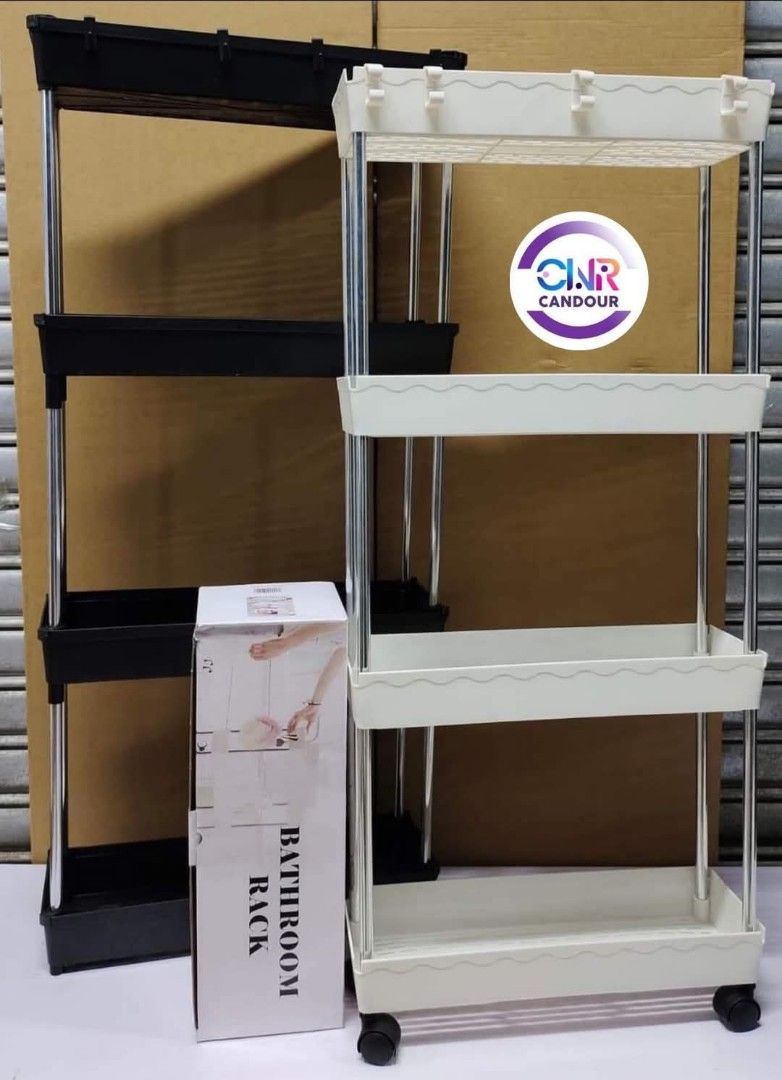 4 Layer Bath Rack Bathroom Shelves Rolling Trolley Kitchen Organizer Storage (Category: Storage Boxes & Baskets) located in Manila. Submitted by onlineshoppersph (Listing ID 1371989514, Image 1). Description: COLOR: WHITE BLACK DISCOUNT FOR BULK/WHOLESALE ORDERS‼️ ✅100% Brand New ✅Good Quality Cash On Deliver - Metro Manila - Delivery Fee/Handling Fee shouldered by BUYERS - DF/HF depends on BUYERS Location Thank You.