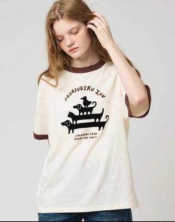全新日本 Graniph X NAGASUGIRU INU 米併啡長條狗圖案棉質衫 TEE (官網同步) ON SALES$178 全場現貨64218660271747110