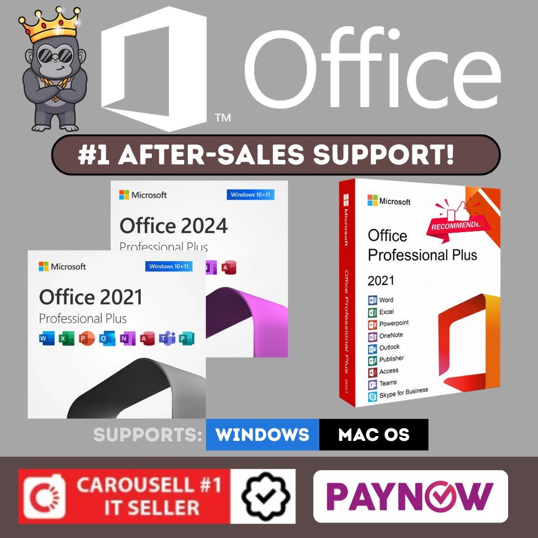 💻 Microsoft Office Pro Plus 2021/2024 | Word, Excel, PowerPoint | Windows & MacOS | Win 10/11 Pro Key (Category: Software) located in Singapore. Submitted by bapetech (Listing ID 1371992866, Image 1). Description: ✅ Microsoft Office 2024 / 2021 / 365 (PC & Mac) – Cheapest & Instant 🔥 🖥 FOR WINDOWS PC USERS 💻 Office 2024 Pro Plus (Bind to PC) – TBC 💻 Office 2024 Home (Microsoft Email) – $129.90 💻 Office 2024 Home & Business (Microsoft Email)