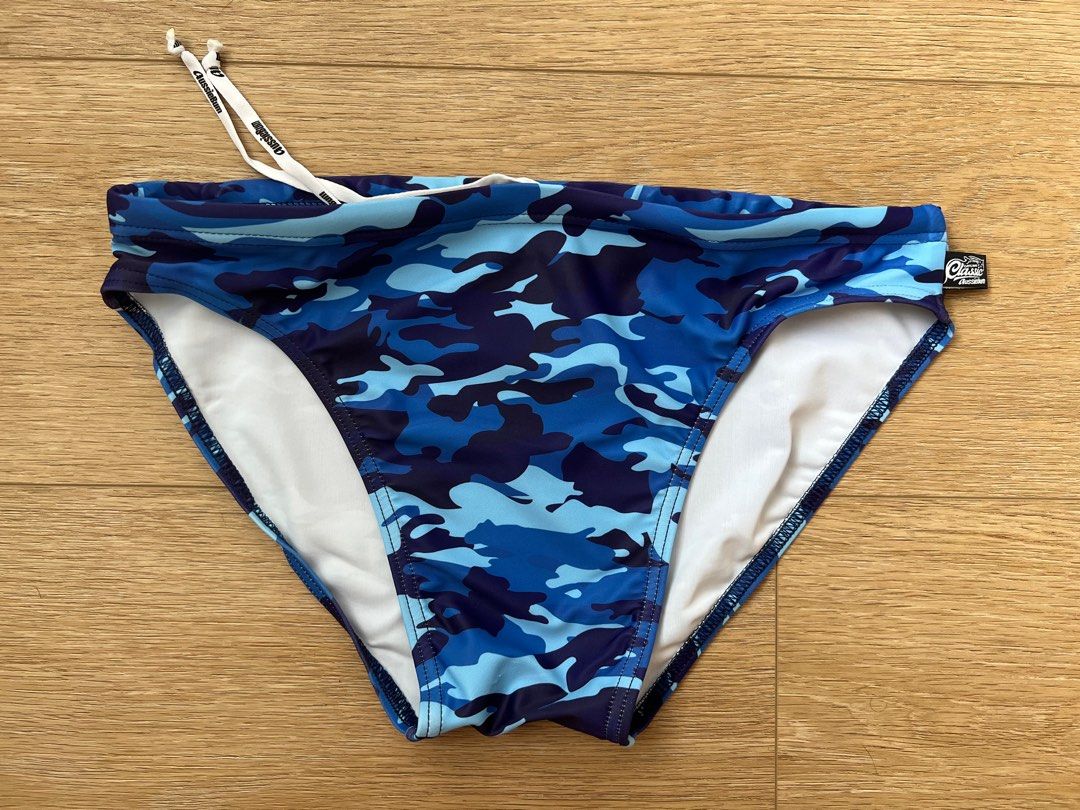 Aussiebum Men Camouflage-Print Swimming Trunk (Category: Other Sports Equipment and Supplies) located in Singapore. Submitted by snapply21 (Listing ID 1371959918, Image 1). Description: Brand new with tag. Tagged S. Nice camouflage print. Double lining .