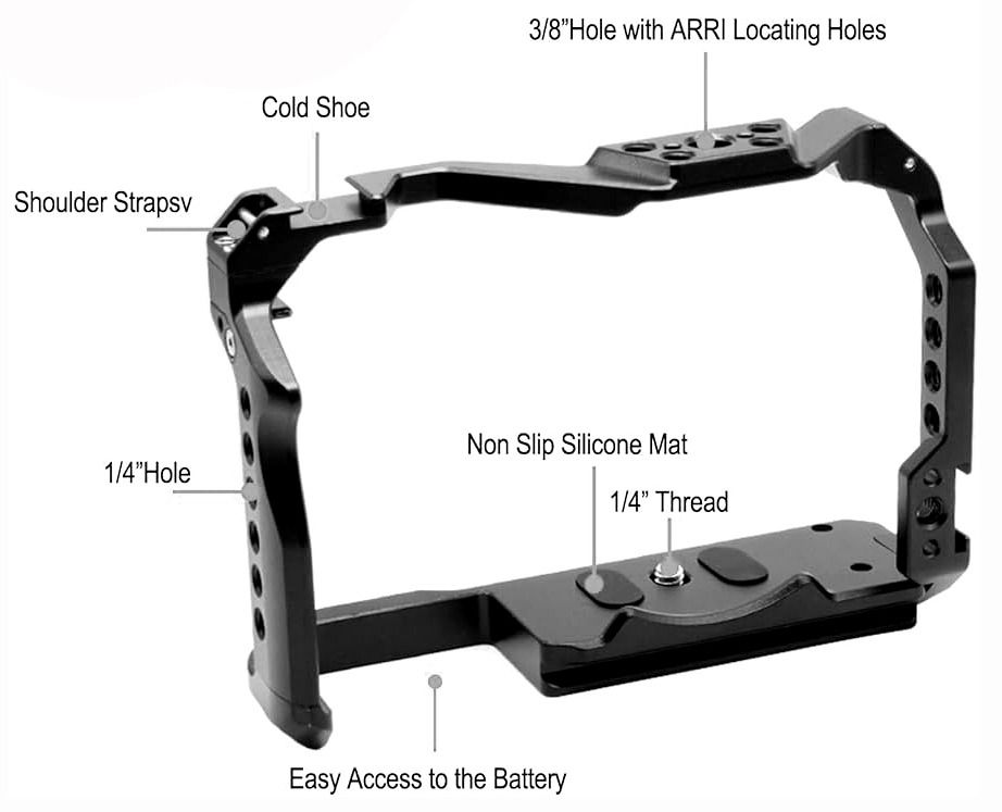 Camera Cage small Rig for Canon EOS R7 Mirrorless with 2 Cold Shoe ...