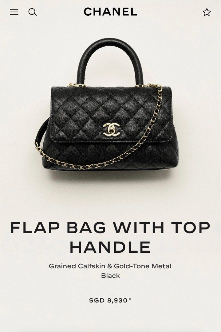 Chanel Coco Handle Bag (Category: Bags & Wallets) located in Singapore. Submitted by blueshader (Listing ID 1371960570, Image 2). Description: Brand new in box Still sealed Full set with dust bag, box, ribbon, Chanel camellia flower, paper receipt. Guaranteed authentic purchase from Italy Small size Black colour in caviar skin Comes with shoulder strap Fast deal!.