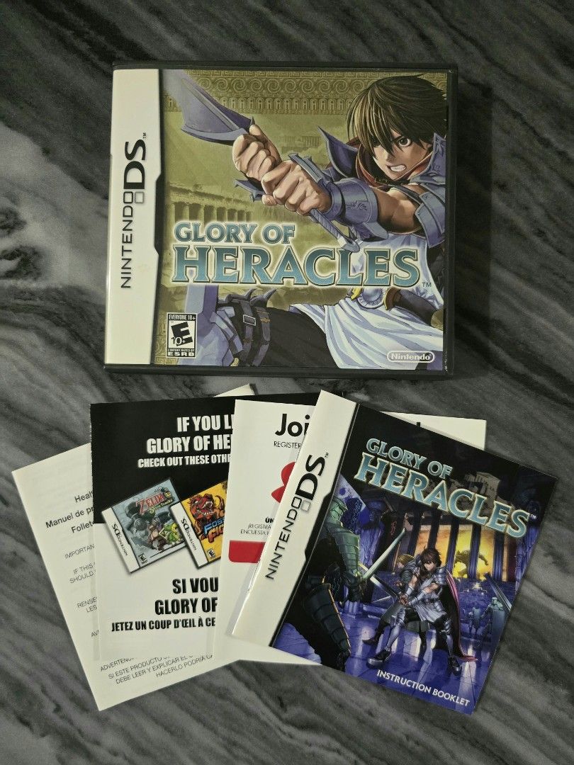 Glory of Heracles (Complete) Authentic for Nintendo DS 3DS (Category: Nintendo) located in Mandaluyong City. Submitted by chan.ningtatum (Listing ID 1371976485, Image 2). Description: For sale! Glory of Heracles Complete with Game, Case & Manual Good Working Condition. Authentic / Original Game Cartridge Checkouts via Shope e and Laz ada Available Shipping: Lalamove, Grab Meet ups: Mandaluyong and San Juan City.