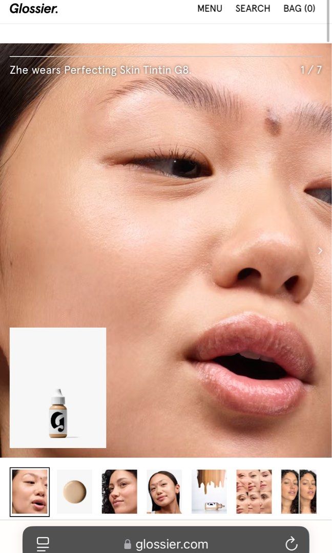 Glossier Perfecting Skin Tint G8 Medium Neutral (Category: Makeup) located in Bacolod City. Submitted by worrywart (Listing ID 1371994516, Image 3). Description: Used 2x only Had this pasabuy last March RFS: I prefer my other skin tints NO LP please actual photo posted.