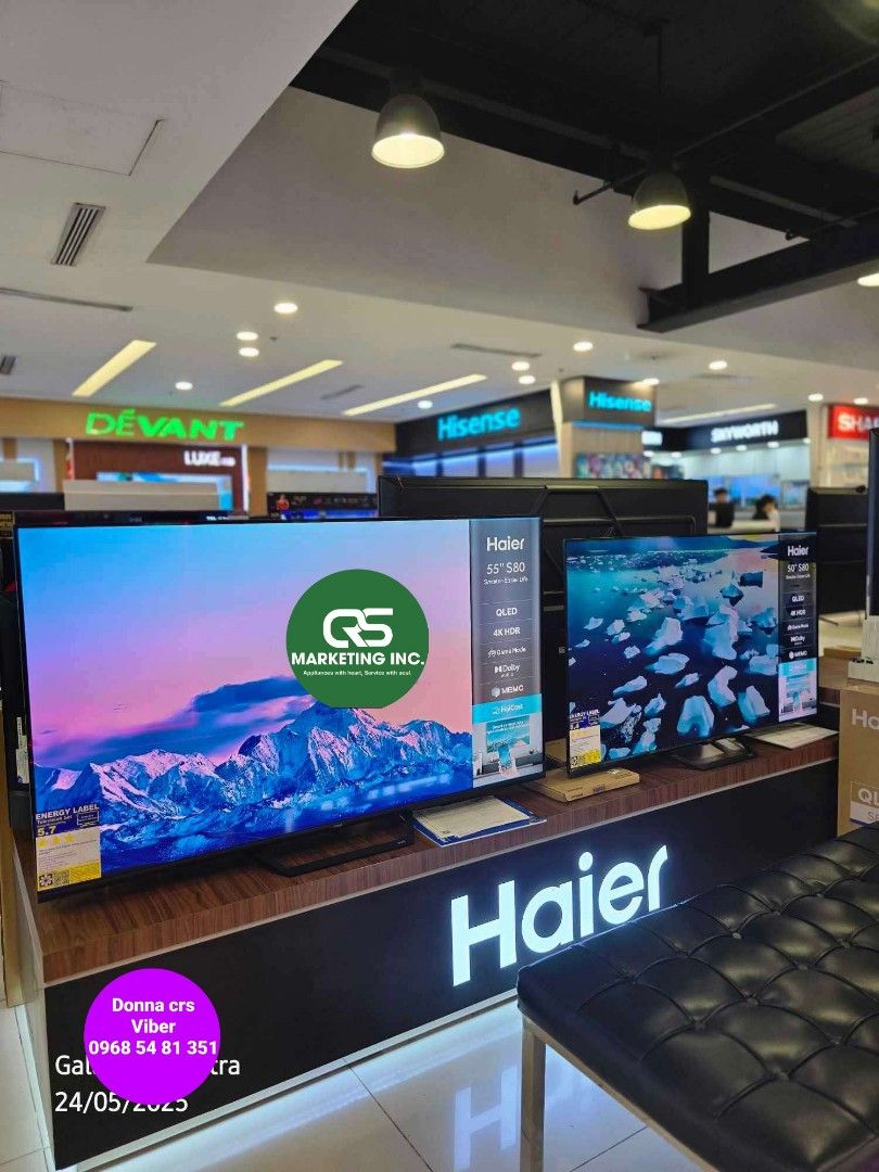 Haier 4k tv (Category: TV) located in Manila. Submitted by donnasagao03665 (Listing ID 1372081167, Image 2). Description: 💚 HAIER TV 4K UHD GOOGLE TV NEW MODEL 💚 H32K700HG - 9,800 H40K68FG - 12,200 H43K700FG - 14,200 H50K700UG - 19,000 H55K700UG - 19,700 H58K68UG - 21,900 H65K700UG - 27,200 H50S750UX - 19,200 H55S750UX - 23,700 H65S750UX - 32,800 H75S750UX - 39,900 H50S800UX - 22,900 H55S800UX - 23,200 H65S800UX - 34,200 H98S900UX - 159,200 H85