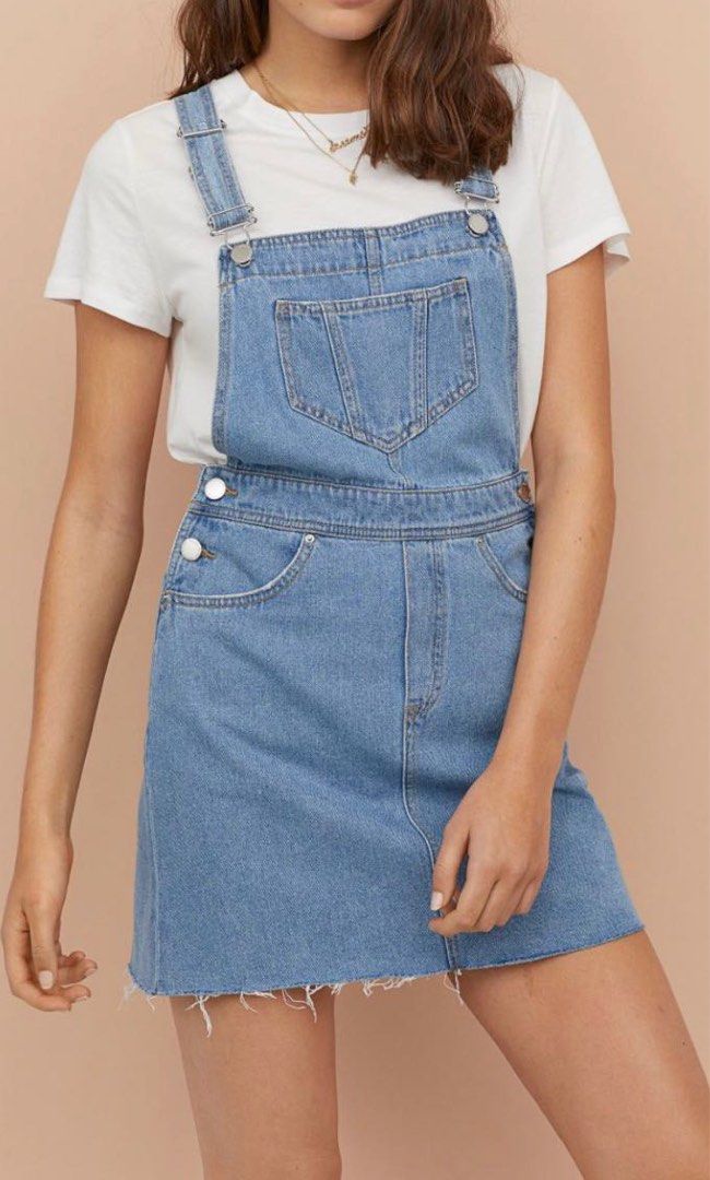 H&M denim overall dress, Women's Fashion, Dresses & Sets, Jumpsuits on  Carousell