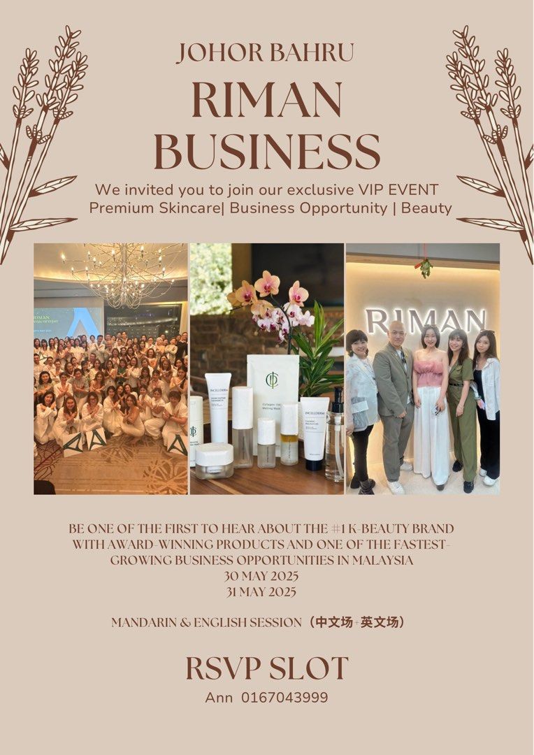 RIMAN BUSINESS (Category: Announcements) located in Kuala Lumpur. Submitted by ann88993 (Listing ID 1371927508, Image 1). Description: Give yourself one hour to explore a new opportunity. If it happens to be the right fit, it could change your life. If it’s not, you’ve only spent an hour. ⸻ Bagi diri anda satu jam untuk mengenali peluang baru. Jika ianya sesuai, mungkin inilah peluang yang boleh mengubah hidup anda. Jika tidak, anda cuma kehilang