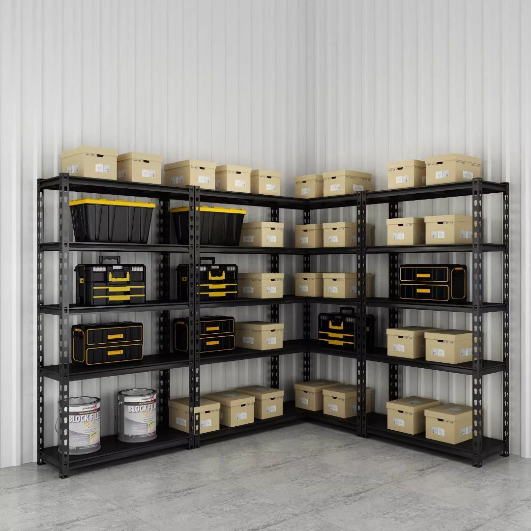 Warehouse shelves, storage racks, multi-level heavy-duty placement ...