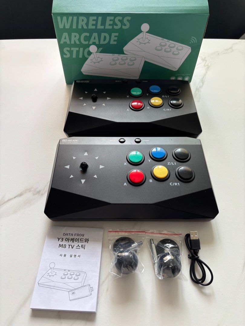 Wireless Arcade Controller (Category: Others) located in Singapore. Submitted by wrkts (Listing ID 1371920006, Image 1). Description: Very lightly use, less than 3 occasions, chuld keep asking to play, I don't want to play, it is best to sell it away to next buyer. Please help me 😅 2 Wireless Arcade Joysticks Suitable for TV PC Phone.