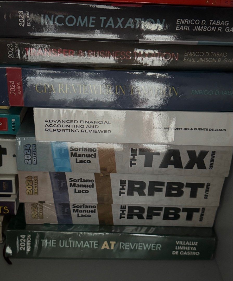Accounting Books (Category: Textbooks) located in Manila. Submitted by alllllmm (Listing ID 1372174560, Image 1). Description: For sale: Tabag Income Taxation 2023 Tabag Transfer Taxation 2023 ❌Tabag Tax Reviewer 2024 SOLD ❌De Jesus AFAR Reviewer 2024 ❌SML Tax Reviewer 2024 ❌SML RFBT Reviewer 2024 ❌Villaluz AT Reviewer ‼️‼️MESSAGE YOUR OFFERS‼️‼️ Description is up-to-date on which is sold already RFS: December 2024 CPALE Passer In great condition