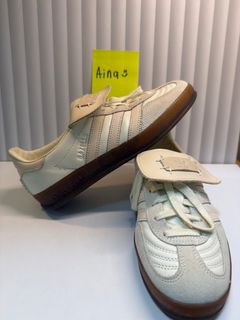 adidas gazelle silver green womens Adidas x Foot Industry Unisex Gazelle Indoor Cream White Low Top Sneakers