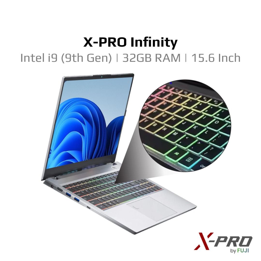 Brand New XPro Infinity Intel i9 Laptop - 9th Gen i9 Fast Speed Processor + 32GB RAM + 512GB SSD - Free MS Office + Win 11 - With RBG Backlit Keyboard - High Performance Laptop! (Category: Laptops & Notebooks) located in Singapore. Submitted by buyatfuji (Listing ID 1372188571, Image 3). Description: 🚀 𝐗-𝐏𝐑𝐎 𝐈𝐧𝐟𝐢𝐧𝐢𝐭𝐲 (𝐈𝐧𝐭𝐞𝐥 𝐢𝟗) - 15.6 Inch - FHD IPS Display - Intel® Core™ i9-9th Gen Processor - 4GB / 16GB / 32GB (DDR4) - 128GB