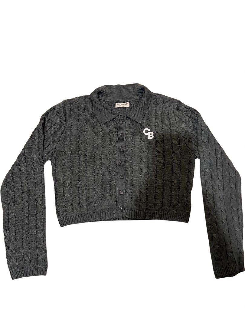 COLORBOX CROPPED GREY CARDIGAN SWEATER colorbox, cotton on, H&M, zara, bershka, uniqlo, pull and bear