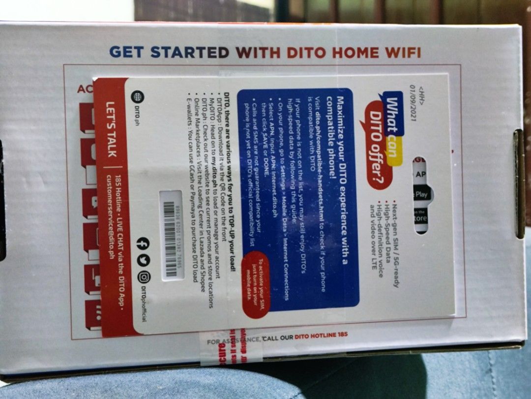 Dito WowFi (Category: Office & Business Technology) located in Las Pinas. Submitted by MJ23Audio (Listing ID 1372134462, Image 2). Description: DITO router 5G with SIM card.