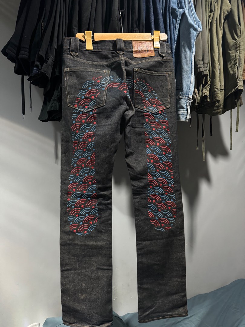 Jeans Evisu No.3 Selvedge Vintage - Taille W28xL34, 100% Coton Japonais, Occasion