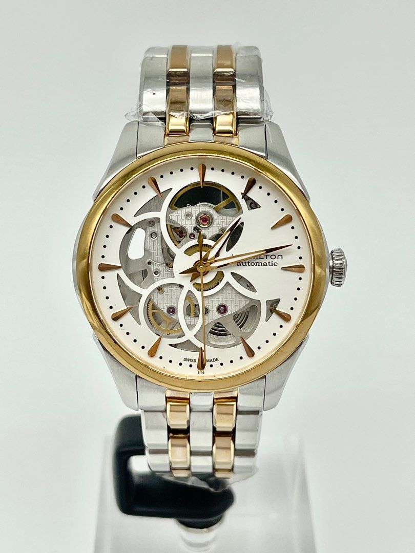 Hamilton Jazzmaster 36 H32425251 Skeleton Dial Two Tone (Category: Luxury Watches) located in Manila. Submitted by _classicwatchcollection (Listing ID 1372127044, Image 1). Description: FS: Hamilton Jazzmaster 36 H32425251 Skeleton Dial Two Tone Php 45,000 Condition: 9/10 Ref: H32425251 Movement: Automatic Case size: 36mm Unit Only. Pm or Contact 09621977434 for inquiries..
